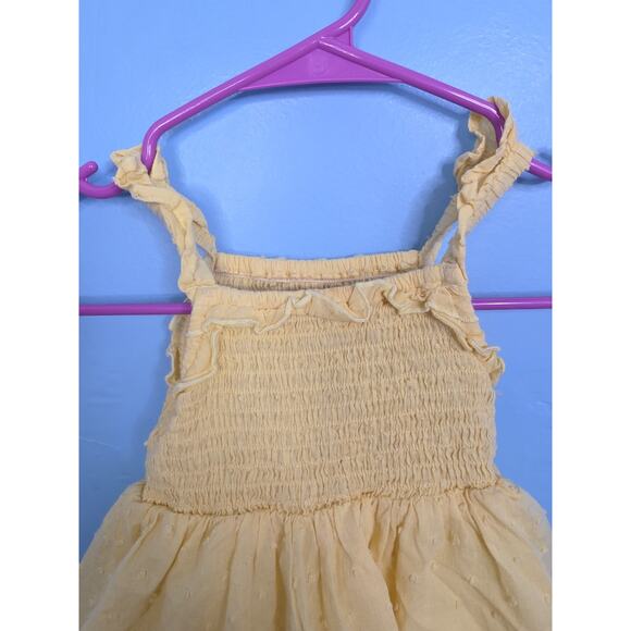 NWOT Cheeky Plum Yellow Layered Ruffle Smocked Swiss Dot Dress Girl's Size 3T - Picture 3 of 4